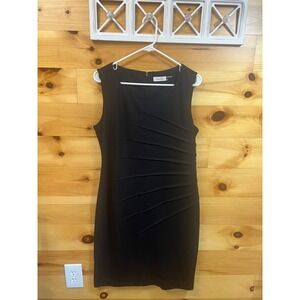 Calvin Klein Womens Black Pleated Sunburst Sheath‎ Dress Size 12 Sleeveless Knee